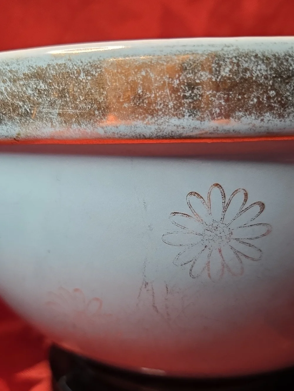 Blue Ceramic Floral Bowl with Gold Rim By Hall's Kitchenware